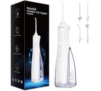 Pulsefell Idropulsore Dentale Portatile Ricaricabile, 300 ML Water Flosser Senza Fino a USB con 4 Gettoni e 4 Modalità, Impermeabile IPX7 per Casa e Viaggio (Bianco)
