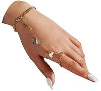 Pulsera de anillo de dedo Boho Vintage Arnés de mano Pulsera de anillo de dedo Dainty Moon Star Drape Bracele Cadena de esclavo Anillo de dedo Pulsera Charm Jewelry para mujeres ni Design attraente