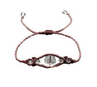 Pulsera tejida a mano con cuentas redondas de cristal de piedra natural personalizada, estilo étnico, pulsara unisex de uso diario de verano de cristal blanco - 1 pezzo Cuarzo blanco Talla única