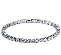 Pulseras de Tenis de circonita cúbica de lujo de 4 mm, pulsera de boda de Cristal con Cadena helada para Mujeres, Hombres, pulsera de Plata, joyeríaDurability