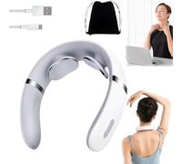 PulseX Neck Massager - Portable Neck Massager Heat, Deep Tissue Massage for Pain Relief, 16 Strength Levels with Multiple Modes, Reduces Stress in Just 15 Minutes a Day for Men Women (White)
