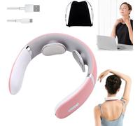 PulseX Neck Massager - Portable Neck Massager Heat, Deep Tissue Massage for Pain Relief, 16 Strength Levels with Multiple Modes, Reduces Stress in Just 15 Minutes a Day for Men Women (Pink)