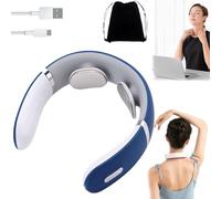 PulseX Neck Massager - Portable Neck Massager Heat, Deep Tissue Massage for Pain Relief, 16 Strength Levels with Multiple Modes, Reduces Stress in Just 15 Minutes a Day for Men Women (Blue)