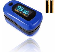MedPlus Pulsossimetro da Dito, Saturimetro da Dito Portatile Professionale, Display, misurazione per Uso Domestico, Fitness e Sport, Blu