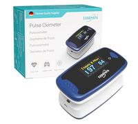Pulsossimetro EUROPAPA®, pulsossimetro da dito, ossimetro ideale per misurare rapidamente la saturazione di ossigeno (SpO2) - semplice cardiofrequenzimetro per adulti - display OLED (blu) (blu)