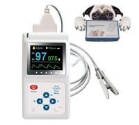 Pulsossimetro veterinario portatile, sensore orecchio/lingua for il monitoraggio della frequenza cardiaca, con sonda e cavo USB, funzione di archiviazione e riproduzione