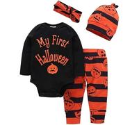 Puluole My First Halloween Outfit 4 pezzi, costume da zucca per neonati (0-3 mesi)