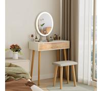 Puluomis Toletta con specchio luminoso e sgabello Postazione Trucco con cassetti