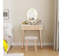 Puluomis Toletta con specchio luminoso e sgabello Postazione Trucco con cassetti