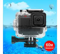 PULUZ 60m/196ft Custodia impermeabile per GoPro HERO 4K 2024 Custodia protettiva per immersione subacquea e fibbia Supporto e vite di base