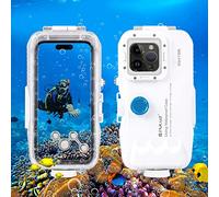 PULUZ Custodia impermeabile da 40 m per iPhone 14 Plus / 14 Pro Max / 13 Pro Max / 12 Pro Max / 11 Pro Max, per Surfing Snorkeling galleggiante foto video scattando custodia subacquea bianca