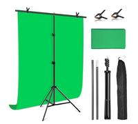 PULUZ - Kit per sfondo verde con supporto, supporto portatile per sfondo GreenScreen, a forma di T, con borsa da trasporto per streaming video e servizi fotografici