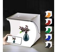PULUZ Mini scatola per studio fotografico, 20 cm, portatile, kit di illuminazione pieghevole con 20 luci LED + 6 fondali per esposizione del prodotto