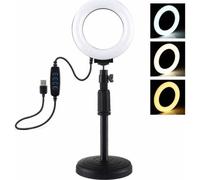 Puluz PU391 Supporto Lampada Anello LED con Treppiede Regolabile 12 cm USB 6,5W 3200-6500K