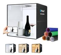 PULUZ Scatola luminosa per studio fotografico 50×50 cm(19,7×19,7 pollici)Kit tenda fotografica pieghevole portatile con 160 perline luminose a LED+12 colori di sfondo+alimentatore per la fotografia