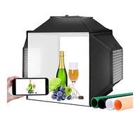 PULUZ Scatola luminosa portatile migliorata, 16"x16" professionale dimmerabile, set di registrazione con 480 luci LED, 4 sfondi fotografici di prodotti per fotografia di prodotti