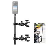 PULUZ - Supporto per fotocamera con doppio super morsetto, 150 cm, per selfie invisibile, regolabile, per Insta360 X5 X4 X3 X2 ONE RS R ace, supporto per manubrio di moto, bici, ATV, per riprese in