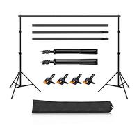 PULUZ Supporto per sfondo fotografico, 2 × 2 m, cornice in alluminio con 4 morsetti resistenti, 3 barre trasversali e borsa per il trasporto, leggera e resistente per schermi verdi, ritratti, studio e