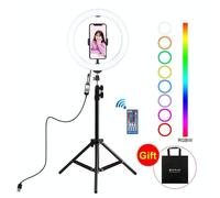 PULUZ Supporto per treppiede da 1,1 m + 10,2 pollici 26 cm RGBW LED Ring Vloggin
