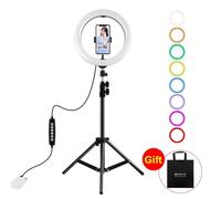 PULUZ Supporto per treppiede da 1,1 m + 10,2 pollici 26 cm RGBW LED Ring Vloggin