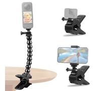 PULUZ Supporto per videocamera d'azione Morsetto a collo d'oca per Gopro Hero, supporto flessibile a ganasce con supporto per telefono per insta360 e altre videocamere d'azione