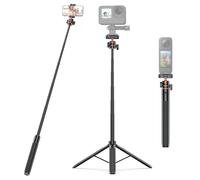 PULUZ Treppiede da 1,4 m fotocamera per Gopro Hero, testa a sfera rotante estensione selfie stick con morsetto per telefono per iPhone e altri telefoni, per Youtube Vlogging, live streaming, viaggi