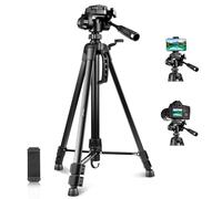 PULUZ Treppiede per fotocamera da 139 cm, in alluminio, per selfie dal vivo, con testa tridimensionale e morsetto per telefono e borsa per video da viaggio, fotografia YouTube Vlog