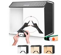 PULUZ Upgrade - Set fotografico portatile, 60 x 40 cm, con 3 temperature di colore dimmerabili, 762 LED e 4 sfondi in PVC, per fotografia di gioielli