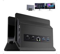 PULWTOP 11-in-1 USB C Docking Station Doppio Monitor, Supporto Verticale per Laptop con 2xHDMI 4K 60Hz, USB A/C 10 Gbps, USB A 5 Gbps, Ethernet, PD3.0 Docking Station per Laptop Type-C, Black