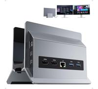 PULWTOP 11-in-1 USB C Docking Station Doppio Monitor, Supporto Verticale per Laptop con 2xHDMI 4K 60Hz, 3xUSB A/C 10 Gbps, 2xUSB A 5 Gbps, USB A 2.0, Ethernet, PD3.0 Docking Station per Laptop Type-C