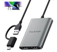 PULWTOP Displaylink Adattatore, Adattatore da USB C a HDMI con doppio monitor per Mac M1/M2/M3/M4/M5, da USB C a doppio HDMI per MacBook, laptop, driver richiesto
