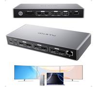 PULWTOP Displaylink Docking Station con alimentatore 140 W, USB C Docking Station Triplo Monitor per MacBook M1/M2/M3/M4/M5 Windows, con 8K/4K@60Hz, 3 HDMI, 3 DisplayPort, USB A/C 10 Gbit/s, SD/TF