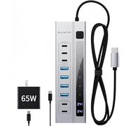 PULWTOP Hub USB C alimentato 9 in 1, hub dati USB 3.2 con adattatore di alimentazione PD da 65 W, 3 x USB-C 10 Gbps, 4 x USB-A 5 Gbps e 2 porte di ricarica PD tipo C da 24/45 W Hub USB