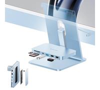 PULWTOP Hub USB C per iMac 24" 2021/2023/2024, M1/M3/M4 & Studio Display 27", con USB A/C 10 Gbit/s, SD/TF, M.2 SSD Case (SSD Non Incluso), Adattatore Blu