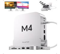 PULWTOP Mac Mini M4 Dock con 4TB M.2 SSD Enclosure e HDMI 4K, 9 in 1 in Alluminio USB-C HUB per Mac Mini M4 Pro Hub Stand, USB-A/C 10Gbps, 2xUSB-A 2.0, 3,5mm Audio da 3,5 mm, SD/TF (SSD Non Incluso)