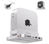 PULWTOP Mac Mini M4 Dock con custodia SSD M.2(SSD Non Incluso), Mac Mini Hub per Mac Mini M4 and M4 Pro 2024, Mac Mini Hub and Stand con USB A/C 3.2 10 Gbps, USB A, Audio, SD/TF