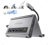 PULWTOP MacBook Docking Station Dual Monitor 4K@60 Hz per MacBook Pro/Air M3 Pro/M4/M5 Pro/Max, Docking Station USB C per laptop con 2 HDMI, PD, Ethernet, USB A/C 10 Gbps, audio, SD/TF, USB 2.0