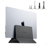 PULWTOP Supporto verticale per computer portatile, supporto verticale in alluminio, con supporto regolabile, compatibile con laptop, MacBook Air, Pro, tablet, supporto per laptop per Mac Mini, Nero