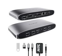 PULWTOP USB C Docking Station con Triplo Display 4K@60Hz, Displaylink Laptop Dock with 2 HDMI, 2 Display Port, PD, USB C, 4 USBA, Ethernet, Dock USB C compatibile con Macbook M1/M2/M3/M4/M5 &Windows