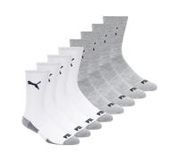 PUMA 8 Pack Athletic Cushioned Crew Socks Calzini Sportivi, Bianco/Grigio, 43-47 Uomo