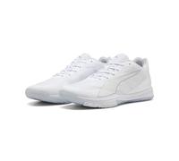 PUMA Accelerate Turbo 4, Scarpe da Ginnastica per Ambienti Interni Unisex-Adulto, Bianco Argento Grigio Cenere, 47 EU