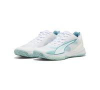 PUMA Accelerate Turbo 4 W+ Game ON, Scarpe da Ginnastica da Interno, Bianco-Baltic Sea Blu-Acqua Fresca, 39, Puma Acqua Dolce Blu Mar Baltico Bianco, 40 EU