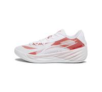 PUMA All-Pro NITRO Team Basketball Scarpe, Scarpe, Bianco/Rosso, 42.5 42.5