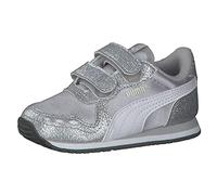 PUMA Baby Girl Cabana Racer Glitz V Inf Scarpe da ginnastica, Puma Silver Puma White Gray Violet, 22 EU