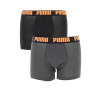 PUMA Boxer Basic, Boxer Uomo, Nero (Black Ultra Orange Combo), S (Pacco da 2)