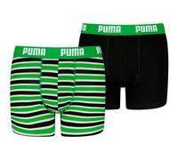 PUMA Everyday Striped Boxers 2P, Biancheria Intima, Bambini e Ragazzi, Green/Black - New, 134-140