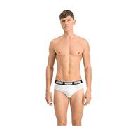 PUMA Brief 521030001 Slip bikini, Blanco (White / Black), L (Pacco da 2) Uomo