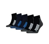 Puma Quarter 100003582 Calzini, Blu/Nero, 35-38 (Pacco da 5) Unisex-Adulto