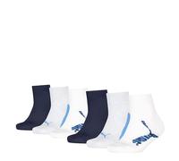 PUMA Bwt Quarter Calzini, Bianco, Grigio, Blu, 35-38 (Pacco da 6) Unisex-Bambini e Ragazzi