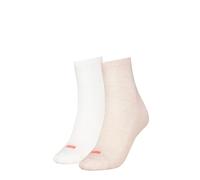 PUMA Calzini da donna con logo a cuore, confezione da 2, Farina d'avena/bianco/pesca, 39-42